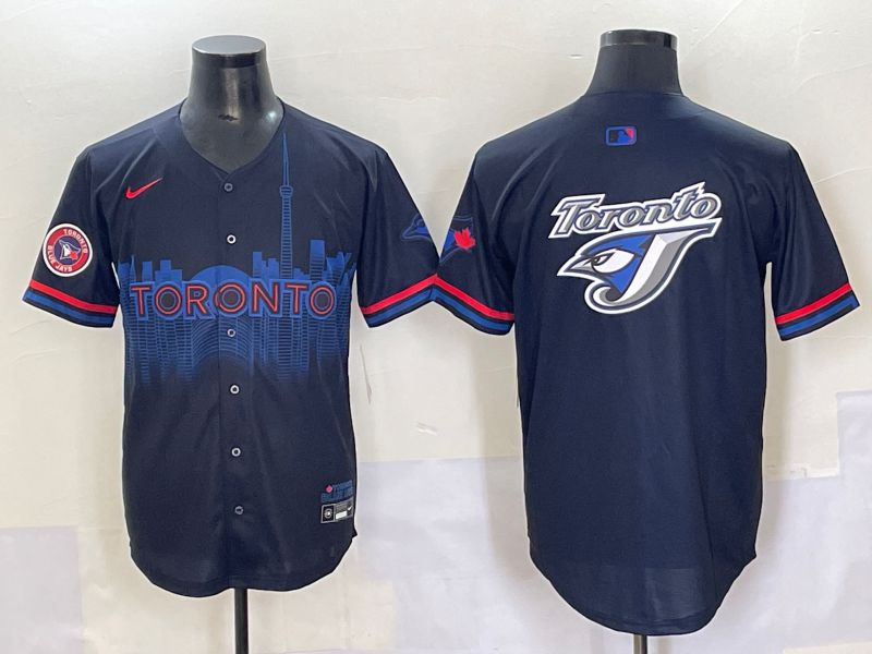Men 2025 Toronto Blue Jays Blank Black Joint Name Nike MLB Jersey style 7->toronto blue jays->MLB Jersey